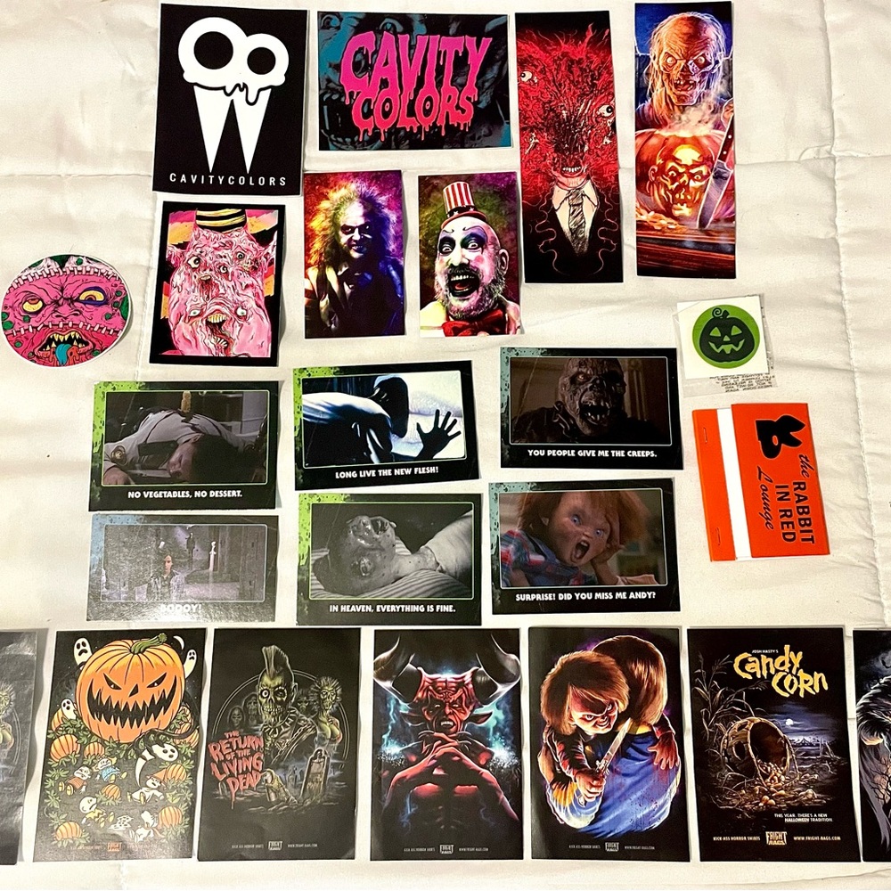 Horror Cards, Stickers, & Bookmarks from Fright Rags & Cavity Colors - 23 pieces